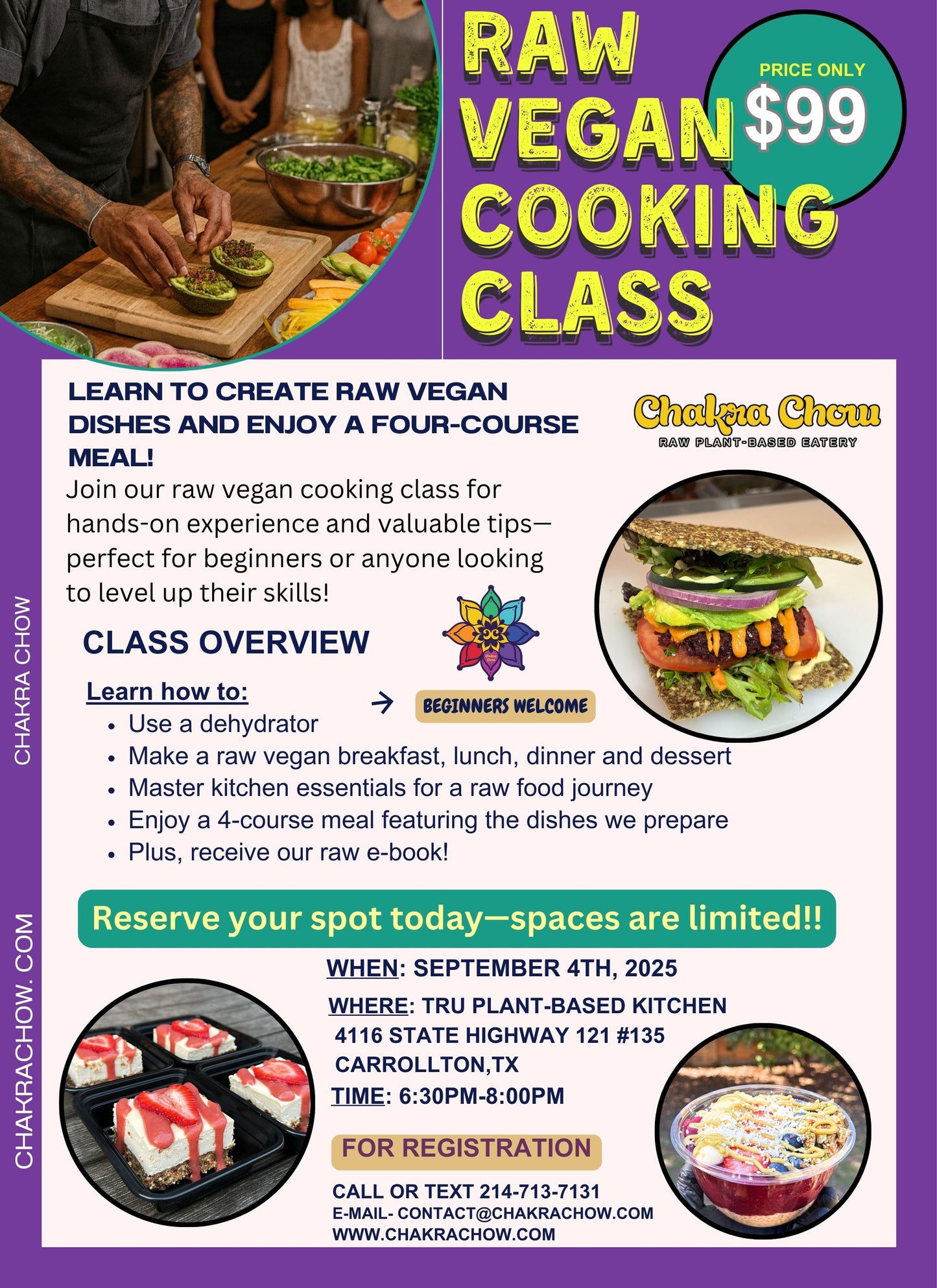 Raw Cooking Class Sept 4 Dallas