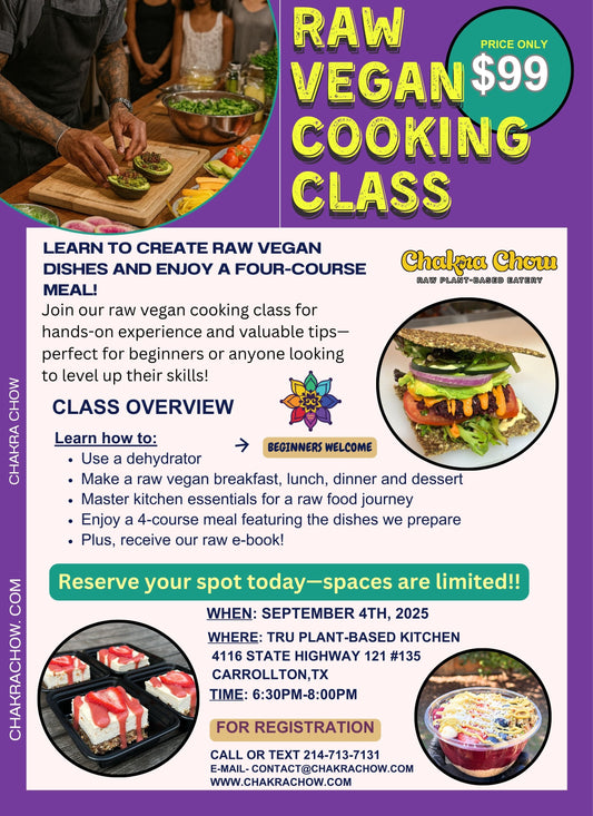Raw Cooking Class Sept 4 Dallas
